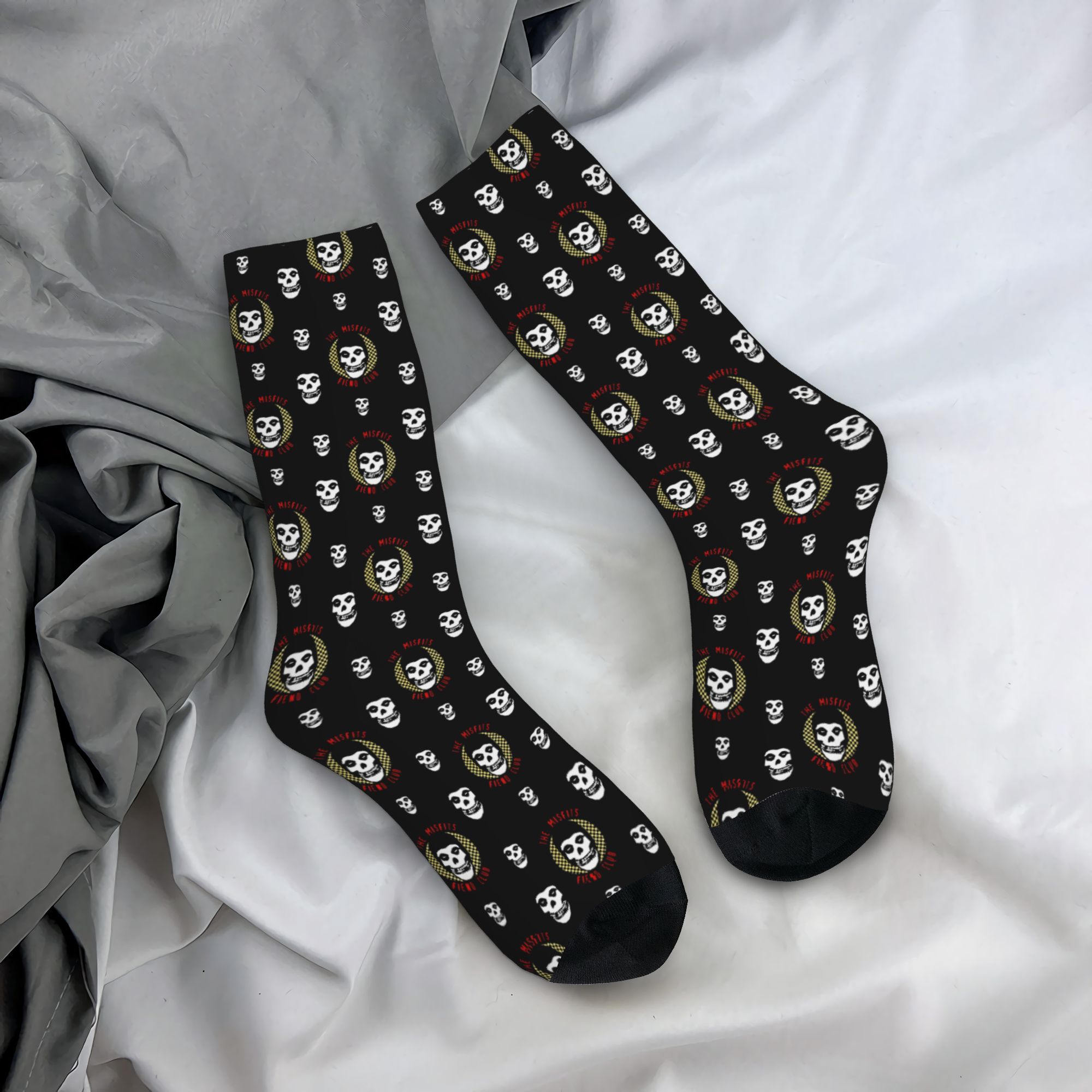 3D Printing Metal - Maßgefertigte Rock-Punk-Band-Misfits-Schädel-Gesichtsmuster-Herrensocken, Unisex, Niedliche 3D-Druck Heavy-Metal-Socken